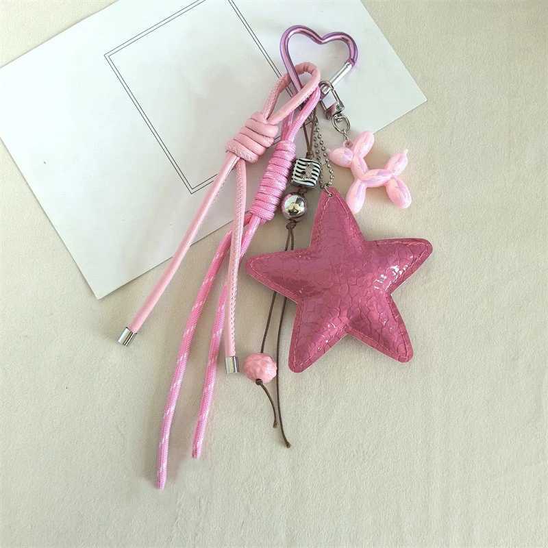 Fashion Starfish Keychain Cute Balloon Dog Leather Charm Women Maximalist Bag Ornaments Accessories Braided Rope KeyringT251127