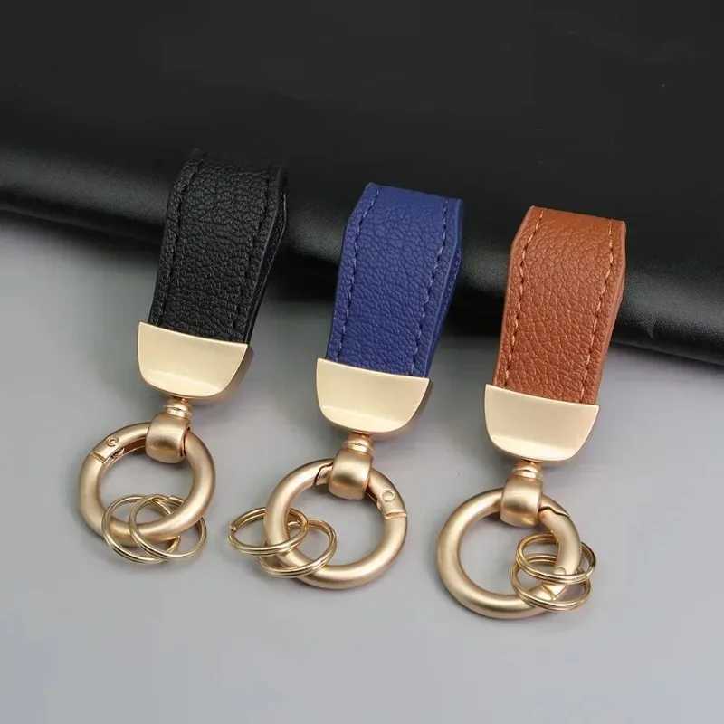 Laser Engrave Company Name Keyring Custom Short Lamb Leather Metal Keychain Personalize Car Key Chains for Men and WomenT251127
