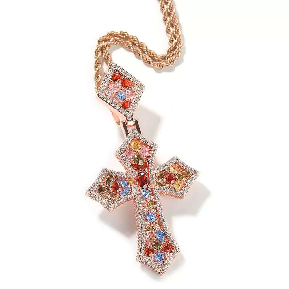 Fashion Jewelry gold-plated 925 Silver Mosaic Cross Pendant Custom Ice Out Hip Hop Diamond Charm pendant