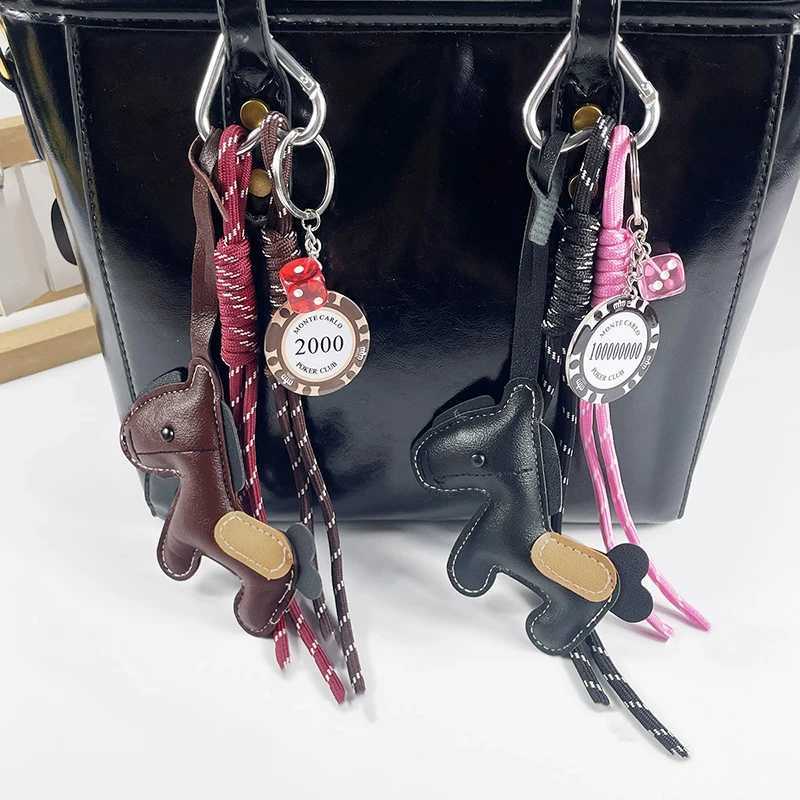 Womens Bag Charm Decoration Cartoon Rocking Horse Womens Leather Charm Bag Key Chain Cute Bag Accessories GiftsT251127