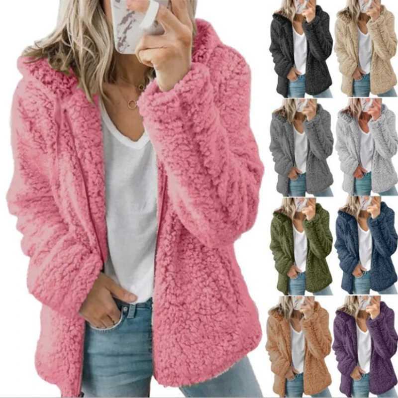 New Zipper Hooded Thicken Warm Coat Woman Solid Fleece Jackets Long Sleeved Loose Coats Female Winter Ladies New Fashion JacketXJ251127