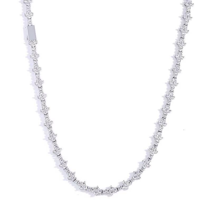 Dropshipping Fashion Tennis Chain 925 Sterling Silver VVS Moissanite Diamond Sparkling Classic Tennis Chain Necklace