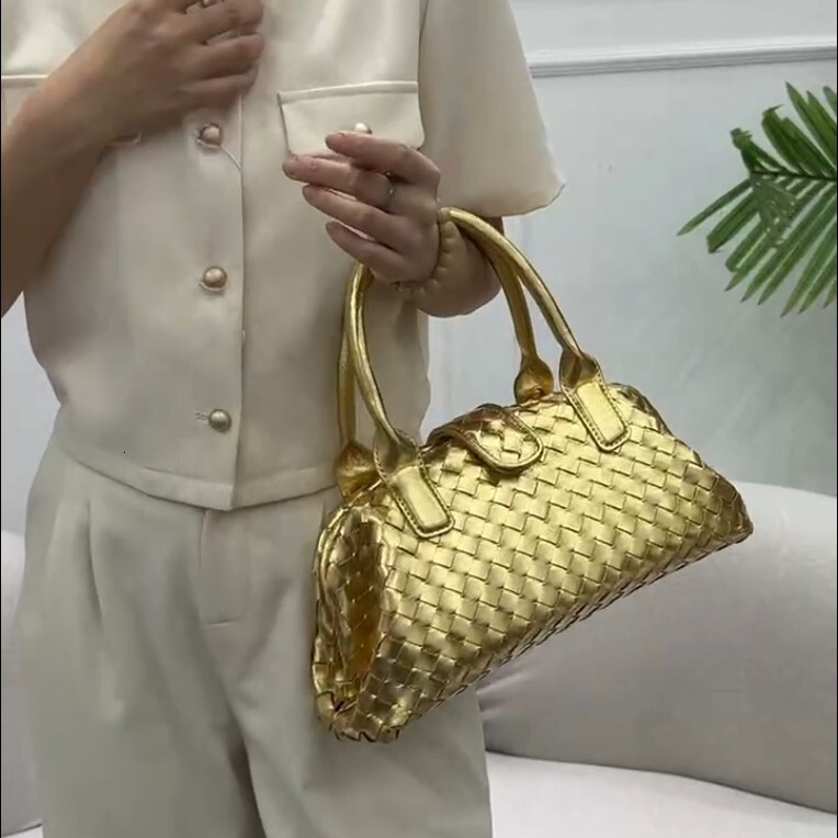 Designer Bag Luxury Handwoven Shell Bag Genuine Leather Women's Bag High-end Bowling Boston Handbag Crossbody Shoulder Bag