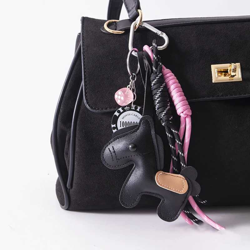 1 Piece Leather Pony Keychain Braided Rope Backpack Pendant For Phone Bag Hanging Accessories Decoration CharmT251127