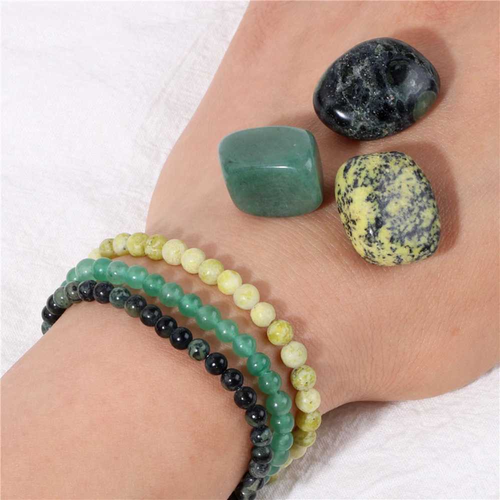 3pcs/set 4mm Natural Stone Beadss With Raw Stone Aventurine Turquois Rose Quartzs Meditations For Women Men C251105