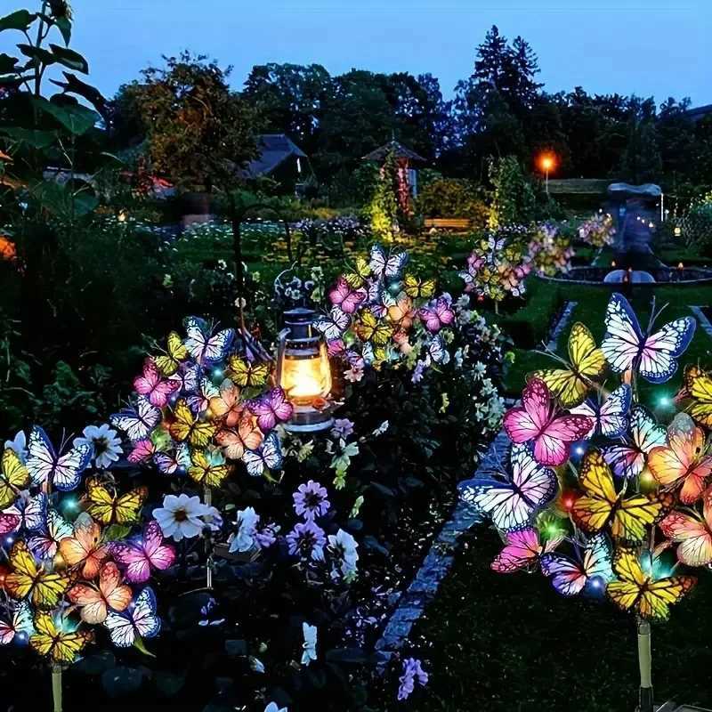 Solar LED Butterfly Flower Light Outdoor Simulation Butterfly Lawn Lamp Garden Waterproof Landscape For Home Christmas DecorM251127