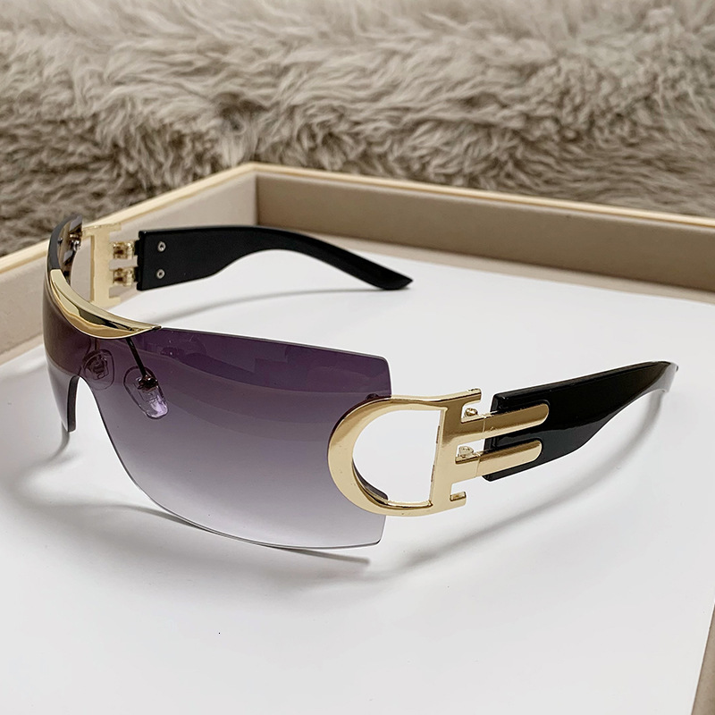 Luxury Brand Sunglasses - Large Frameless Y2K Outdoor Sports Shades - Futuristic Tech-Style Fashion Personality - 2025 New