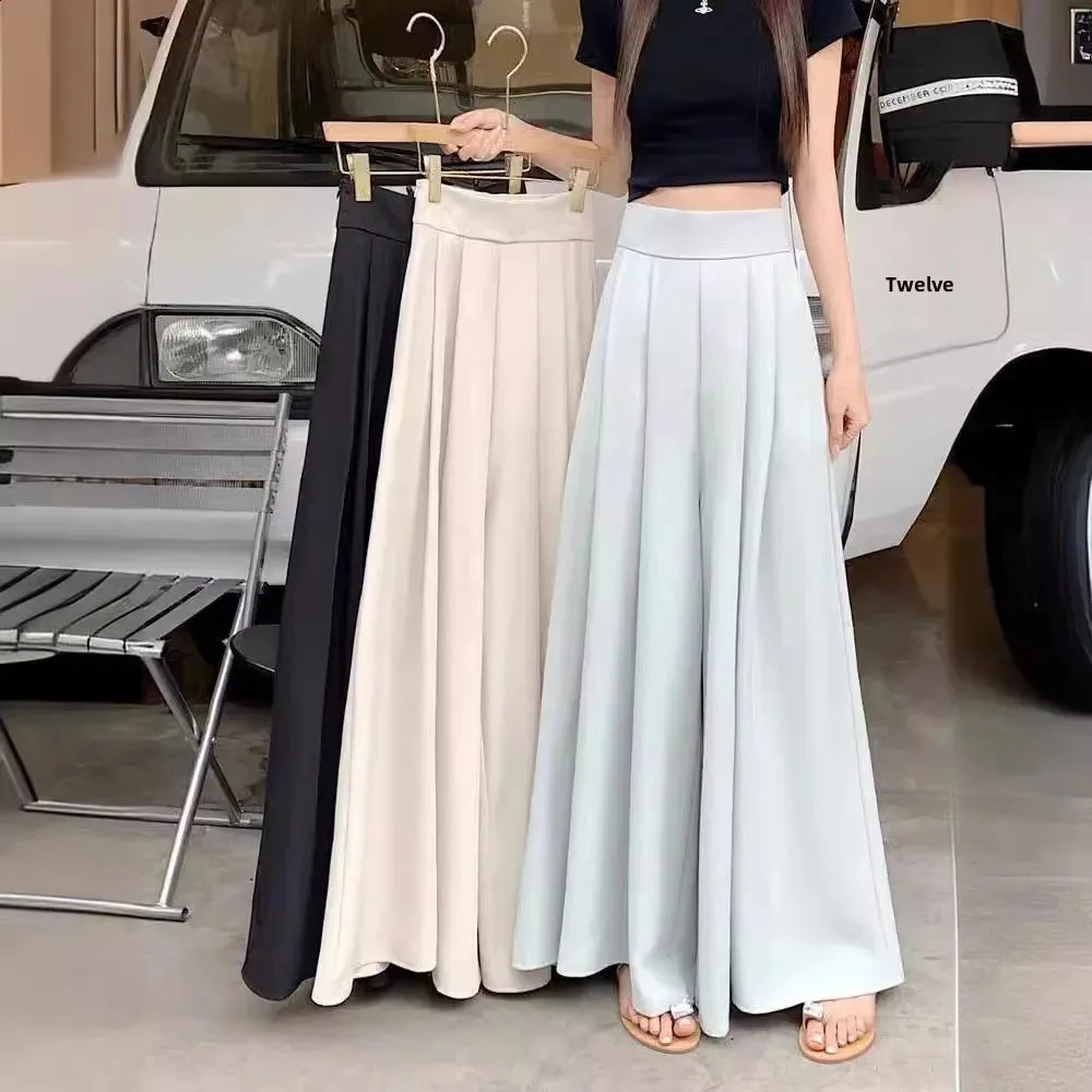 Womens Summer Korean Sexy Bell Bottom Casual Strap Oversized Trendy Pants 250427