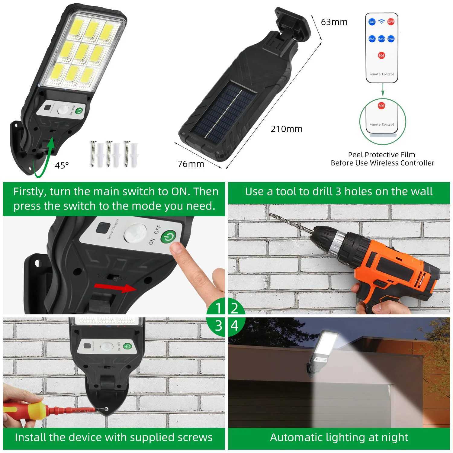 9000000LM Outdoor Solar Lamp Wall Light with Motion Sensor Solar Energy Garden Street Lights Waterproof Outdoor Solar LightsM251127