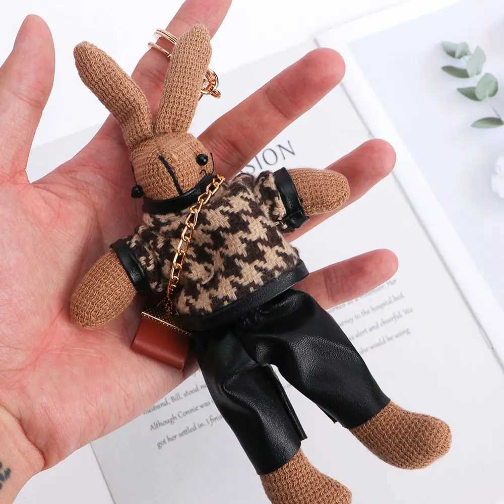 Korean creative Lady Rabbit Keychain cute long foot rabbit exquisite doll car key chain bag Pendant GiftT251127