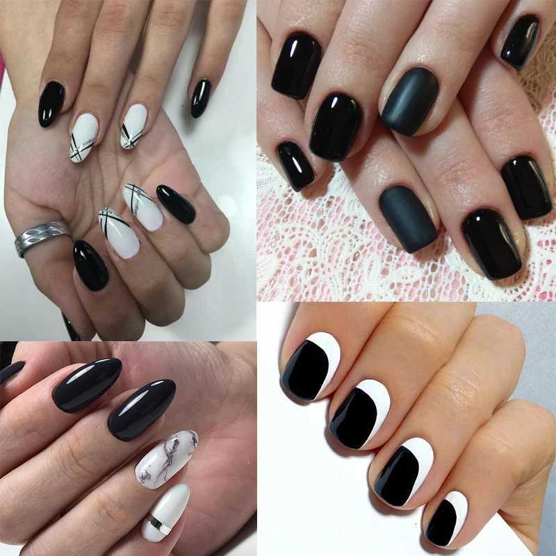 MSHARE 250ml Black White Nail Color Colour Milky White Gel Polish Semi Permanent Varnish Soak Off UV LED NailsT251127