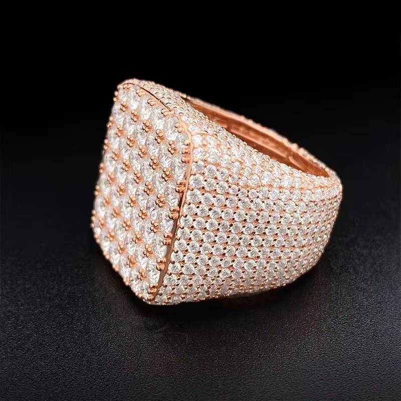 Iced Out Gold Plated 925 Sterling Silver Hip Hop Ring Fine Jewelry Vvs Moissanite Diamond Hiphop Ring