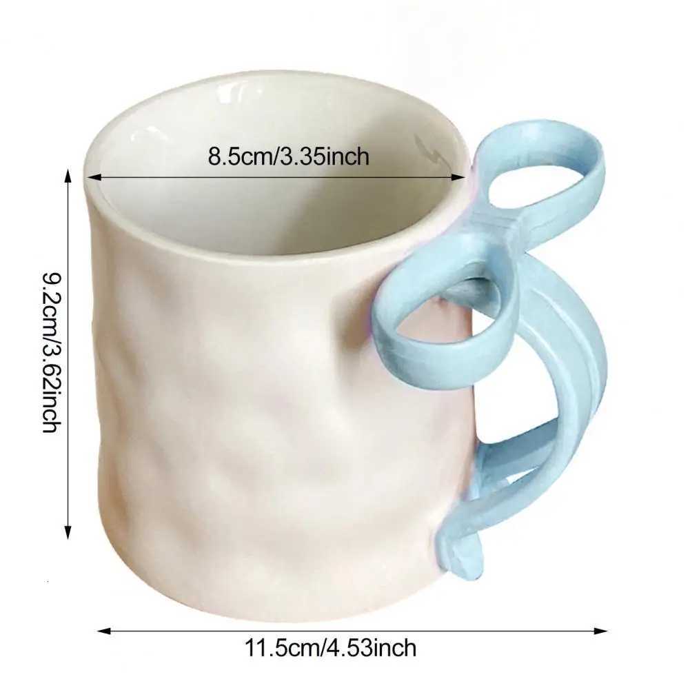 Cute Ceramic Water Cup Elegant Ceramic Coffee Mug with Ribbon Handle Festive Bow Tea Cup for Women Charming for Valentines C251127