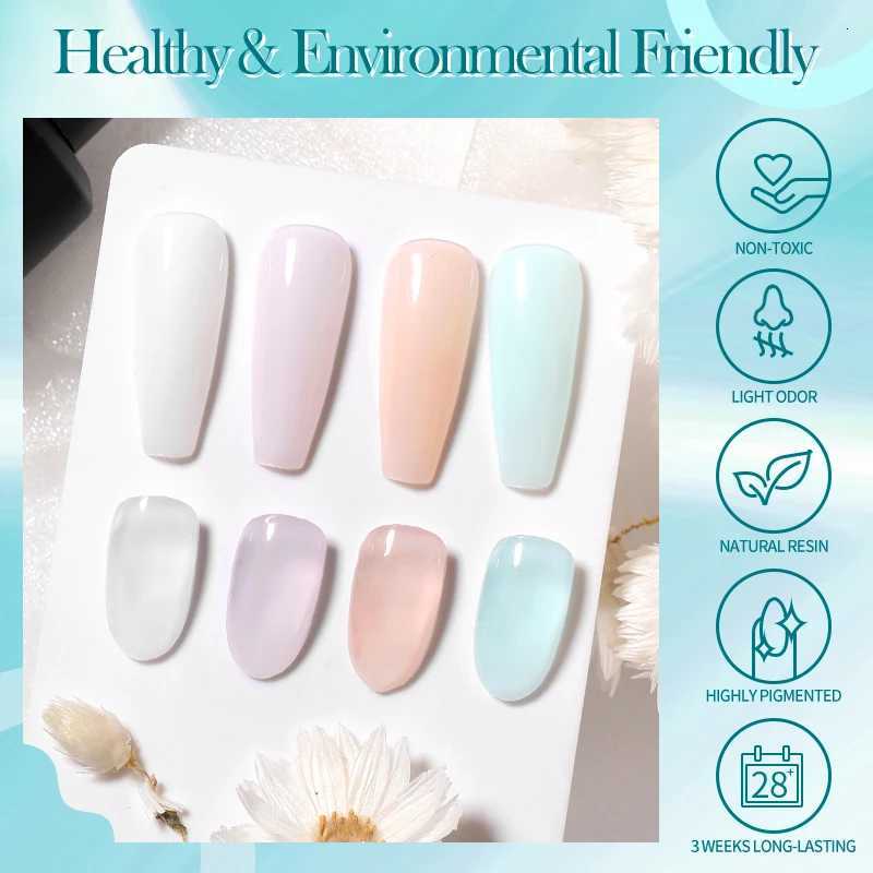 BORN PRETTY Milky Jelly Rubber Base Gel for Gel Nail Polish 15ml Russian Self-leveling Nude Color Soak Off Semi Permanent UV GelT251127