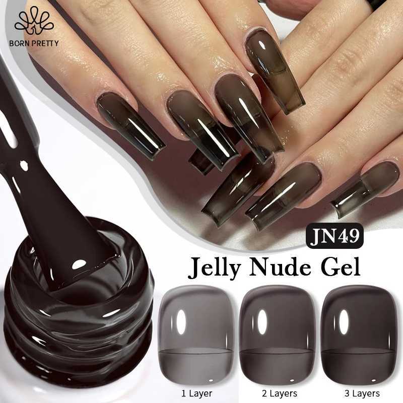 BORN PRETTY Black Jelly Gel Nail Polish 10ml Crystal Translucent Nail Art Vernis Semi Permanent Soak Off UV LED Gel DIY At HomeT251127