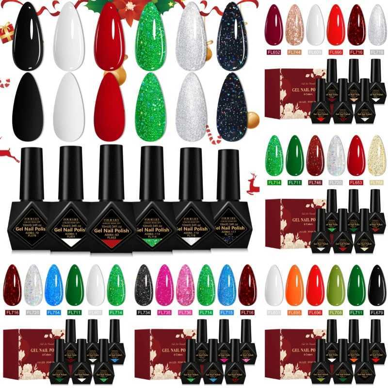 6pcs Christmas Colors Gel Nail Polish Set 10ml Semi Permnant All For Nails Decoration DIY Soak Off Painting Gel Nail Art VernisT251127