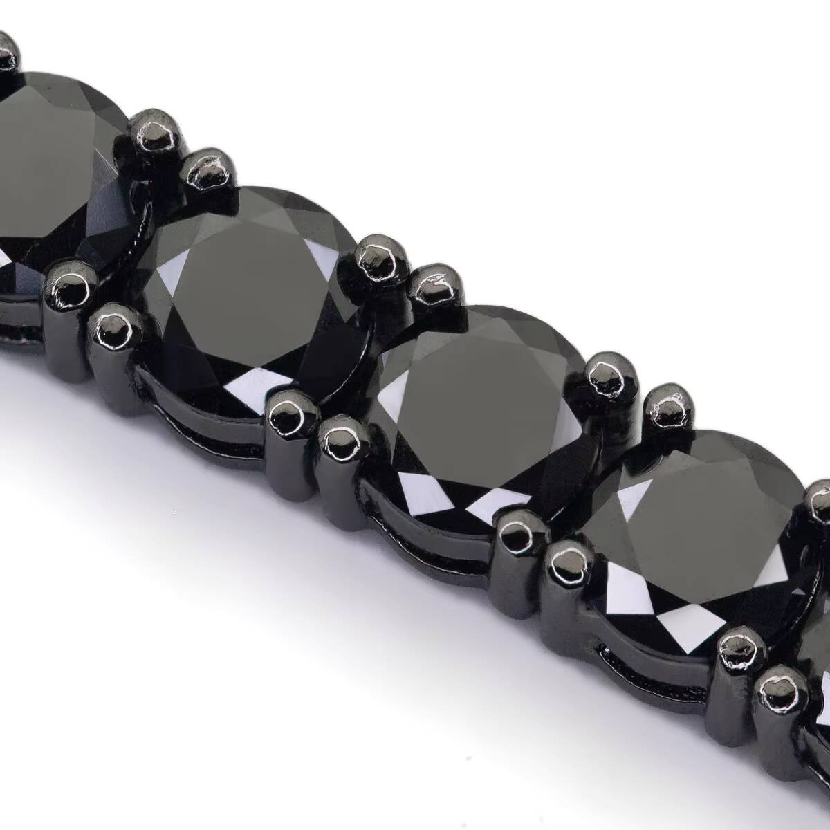 Hip Hop Jewelry Silver Black Gold Plated Black Moissanite Diamond Men Tennis Bracelet - view 4