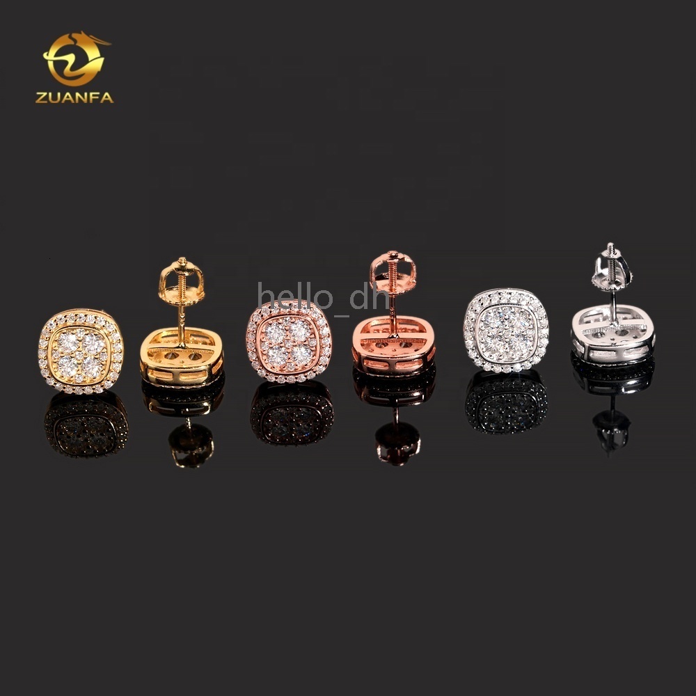 Pass Diamond Tester Hip Hop Iced Out Jewelry Fashion 925 Silver Moissanite Earrings for Men