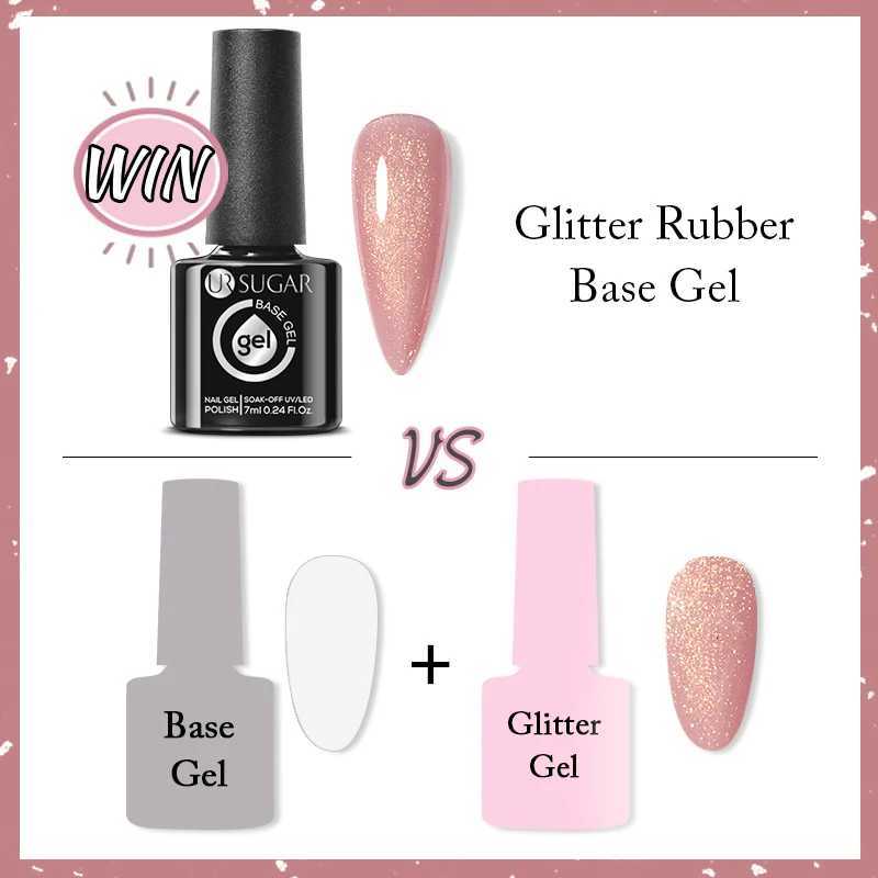 UR SUGAR 7ml Glitter Rubber Base Gel Polish Sparking Sequins Semi Permanent Soak Off UV LED Varnish DIY Nail Art Salon ManicureT251127