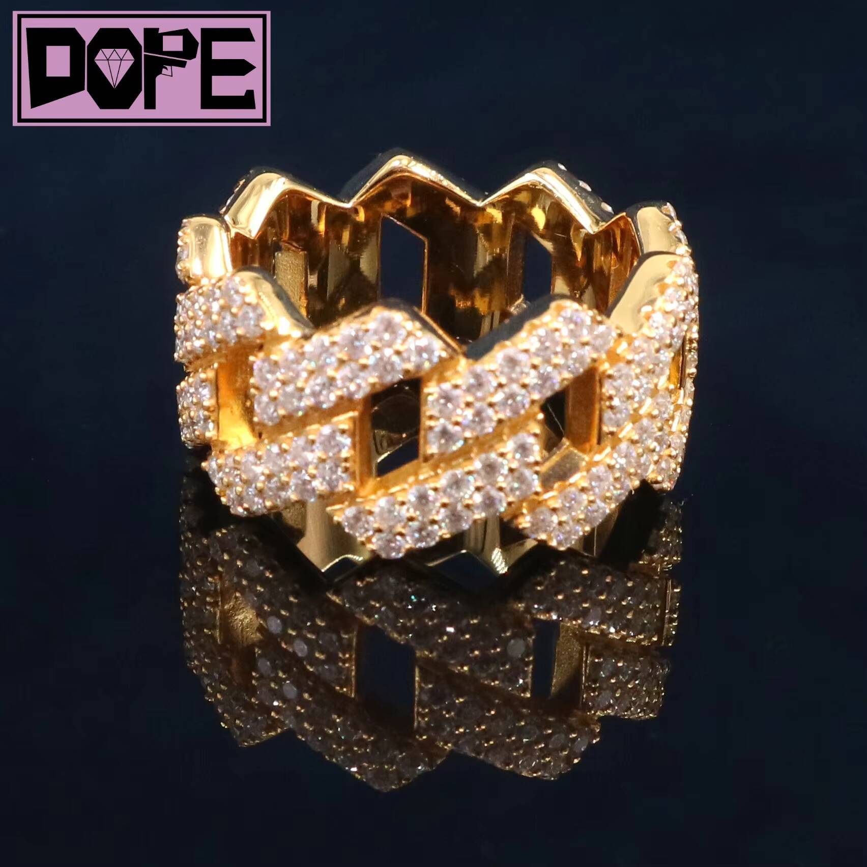 Hip Hop Moissanite Ring 925 Sterling Silver Iced Out Men VVS Diamond Moissanite Cuban Ring
