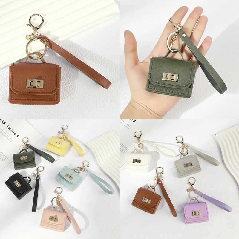 Small Deluxe Leather Hangbag Pendant Chic Keyring Coin Wallet Versatile Headphone Bag CharmT251127