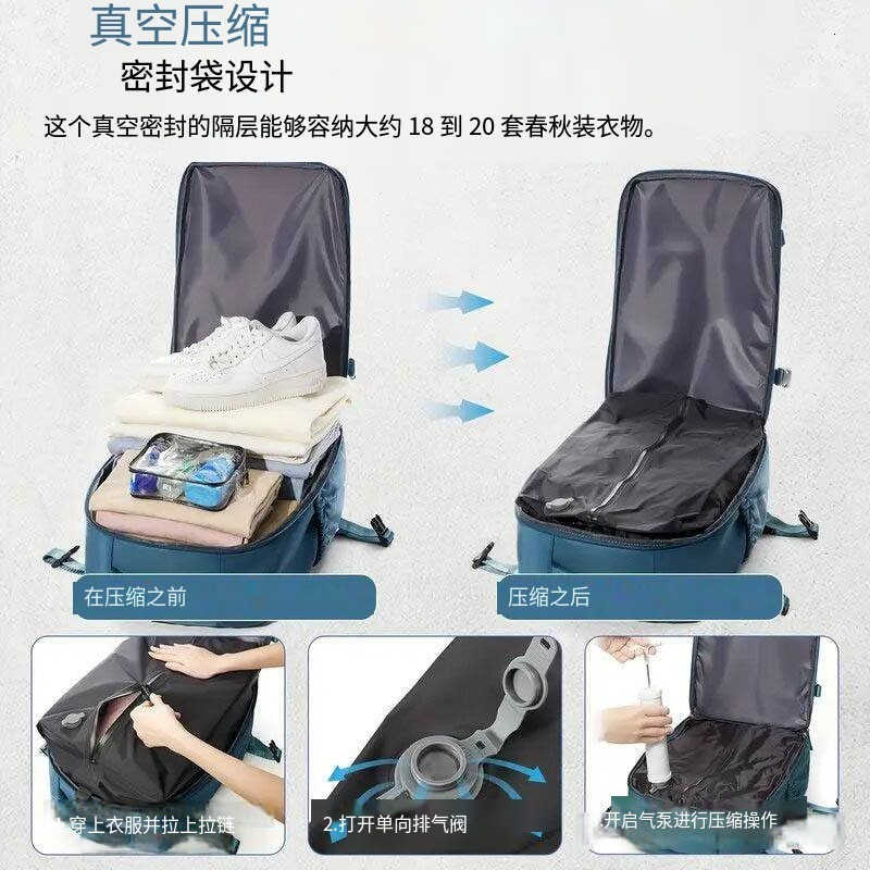 Business backpack with large capacity, suitable for both men and women, compressible vacuum bag, multi-layer storage, computer backpack.W251112
