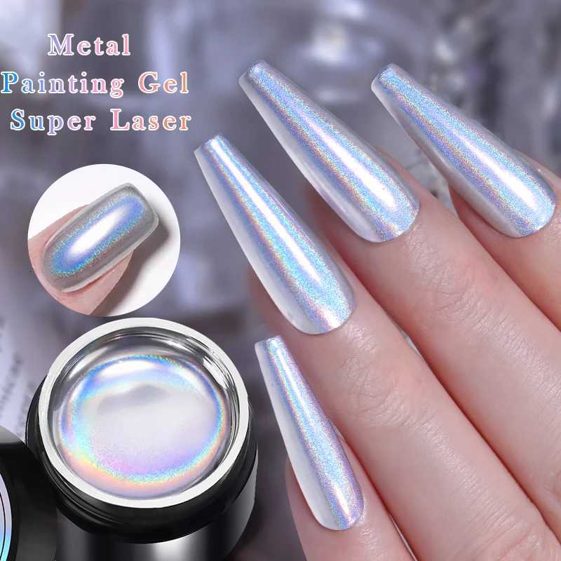 BORN PRETTY Super Bright Metallic Gel Nail Polish Liner Painting Silver Glitter Effect Soak Off Drawing Metal Gel DIY SalonT251127
