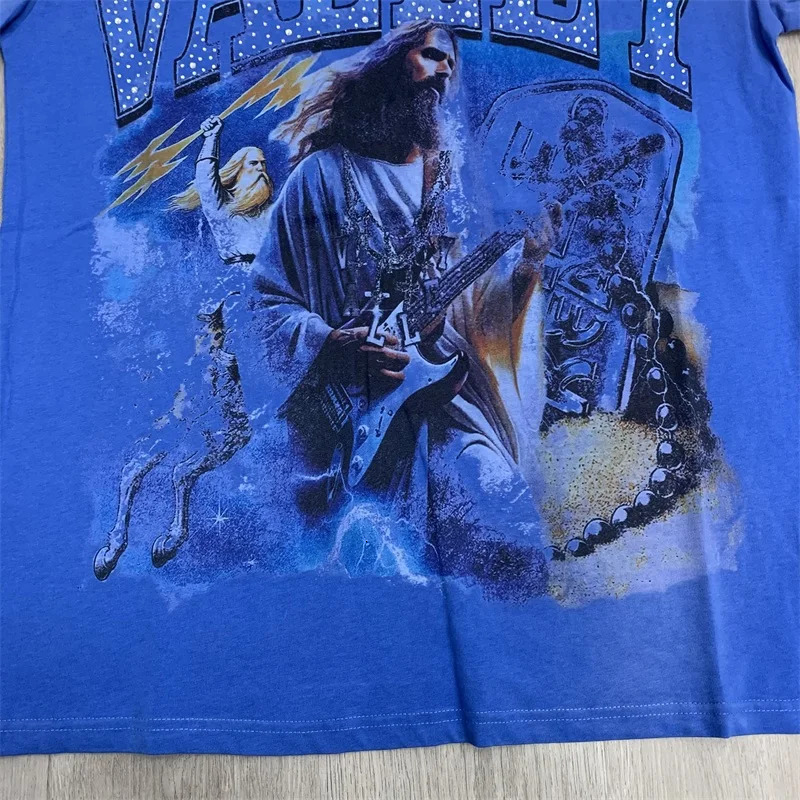 Vintage VALLEY Drill Letter Short Sleeve Pure Cotton Vale Mens T-Shirts 251126