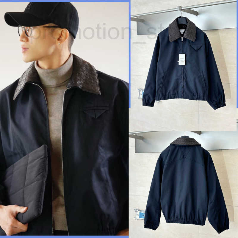Men's Jackets designer Bao Die Jia 25FW New BV Woven Leather Collar Zipper Jacket Unisex Casual Versatile Cotton Coat VOF1