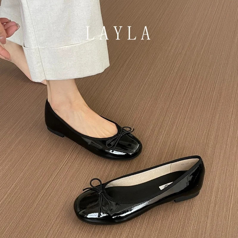 er Red Elegant Bowknot Round Toe Womens Flat Shoes Comfort Slip-On Ladies Ballerina Single Mules Shoes Zapatos Mujer251126