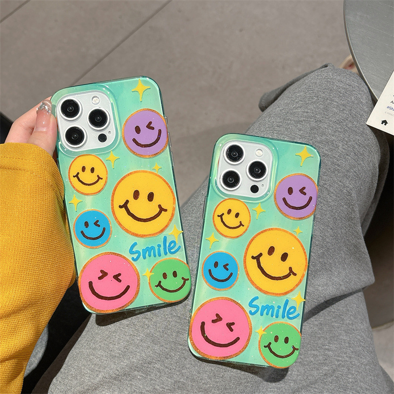 Colorful Smiley Face Phone Case Compatible with iPhone 16/15 Pro Max Designer New Ins Style Niche Protective Case