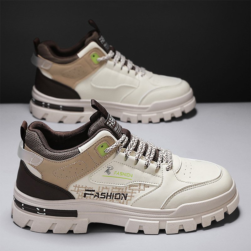 New Designers Men's Martin shoes Breathable Non-Slip Wearable Casual Shoes Fashionable thick soled leather stitching British style men's sho