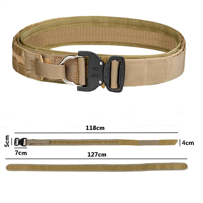 Cool Military Tactical Belt for Men Work Outdoor Hiking Heavy Duty Quick Release Nylon Web Rigger Belt with Inner and Outer250422