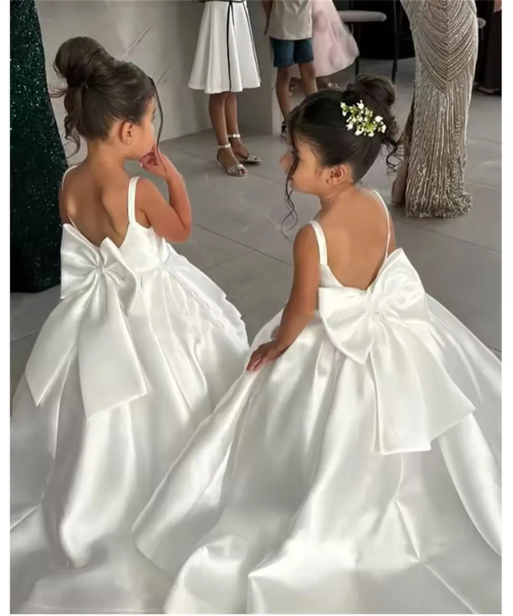 Elegant Flower Girl Dress With Bow Strap Mini Bridal Wedding Dress Kids Ball Gown First Communion Customized 251126