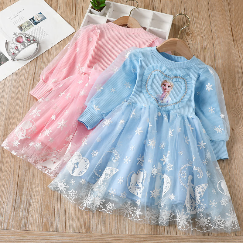 DISNEY kids designer clothes baby girl designer clothes Frozen Elsa princess Holiday outfit princess dress comfortable and soft.