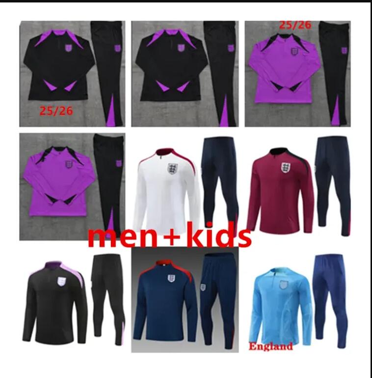 25 26 ENGLAND tracksuit soccer jersey KANE STERLING ZIYECH MOUNT FODEN SAKA Windbreaker jacket training suit MEN KIDS Half Zip Football Training Tracksuit suit