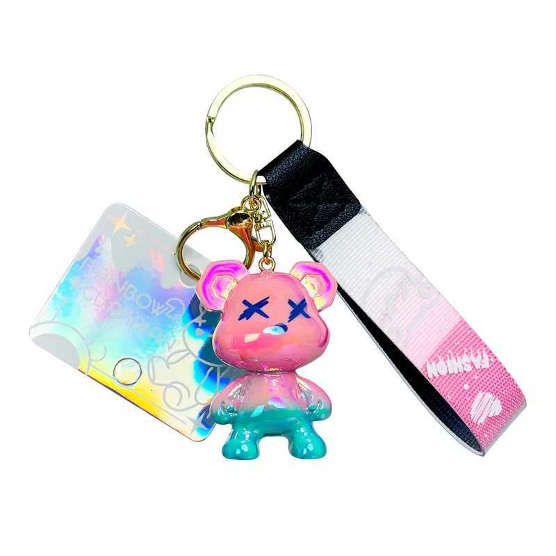 Acrylic Cartoon Graffiti Bear Key Chain Creative Doll Women Bag Pendant Jewelry Cute Mobile Phone Car Keychain Xmas Birth GiftT251127