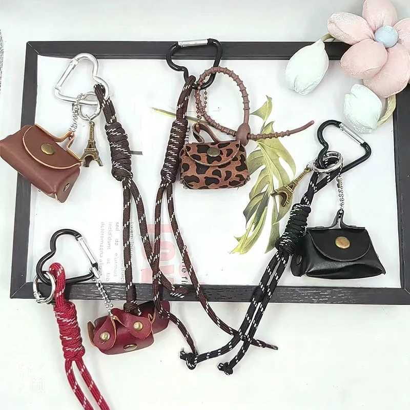 Leather Rope Luxury Bag Key Chain Coin Purse Exquisite Luxury Bag Lucky Pendant Cute Phone Decor Car Key Ring Bag HangingT251127