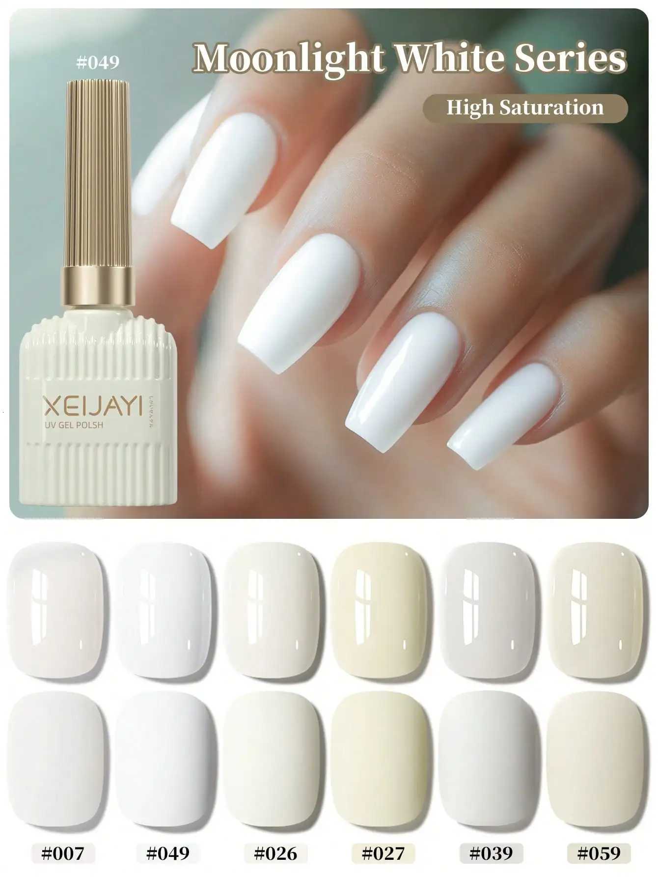 6Pcs 15ml Moonlight White Series Gel Nail Polish Set Popular Color Gel Varnish Kit Soak Off UV/LED Gel PolishT251127