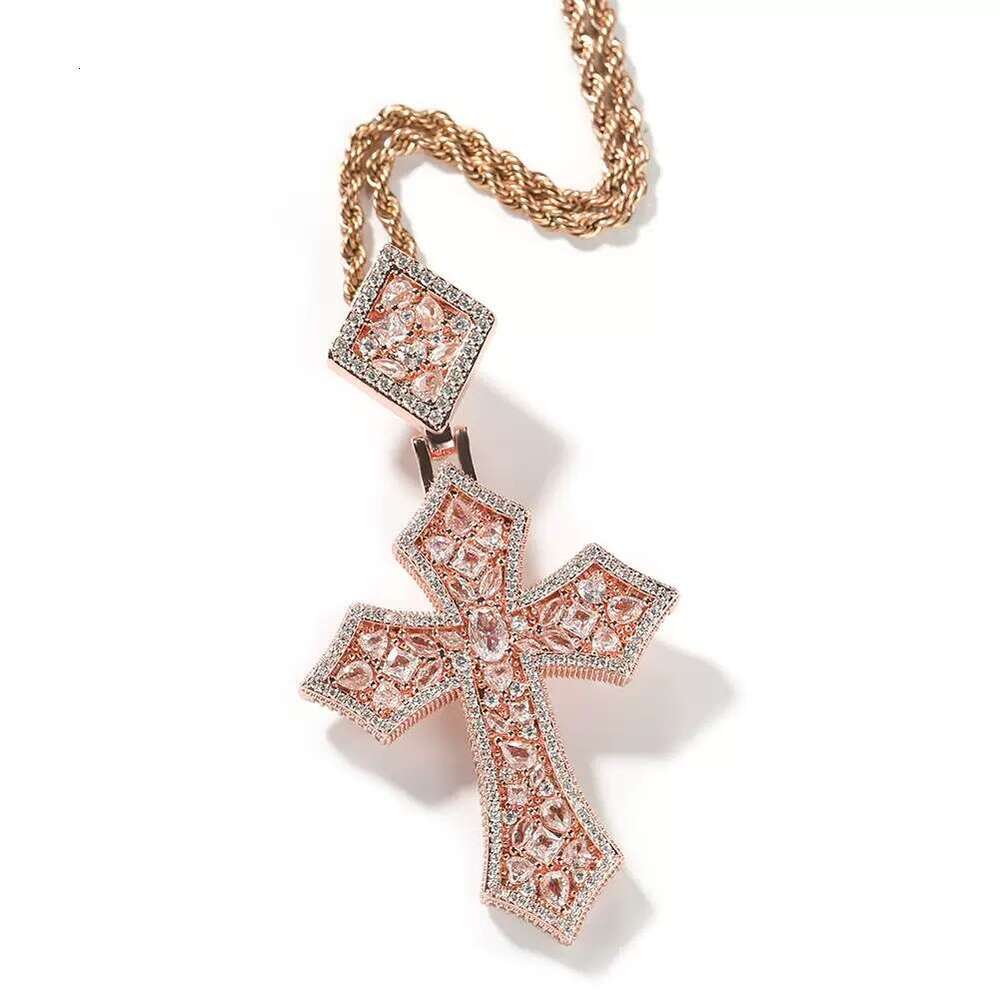 Fashion Jewelry gold-plated 925 Silver Mosaic Cross Pendant Custom Ice Out Hip Hop Diamond Charm pendant
