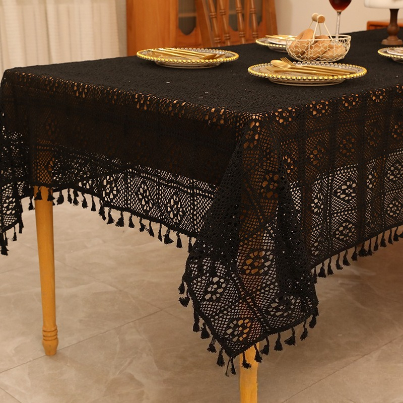 Tassel Pastoral Plaid Western Food 2026 MAT Round Tablecloth Hollow Lace Table Flag Placemat