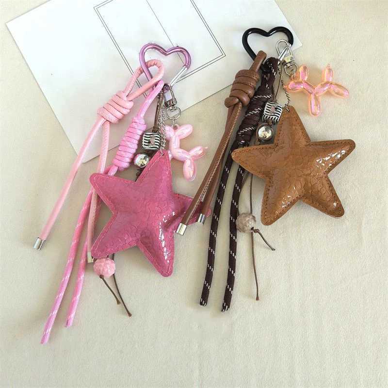 Fashion Starfish Keychain Cute Balloon Dog Leather Charm Women Maximalist Bag Ornaments Accessories Braided Rope KeyringT251127