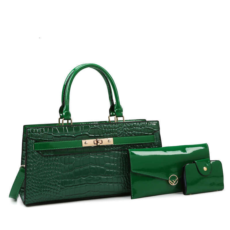 2023 New Urban Simple Crocodile Pattern Fashion Three Piece Set PU Handheld Mother for Single Shoulder Crossbody Women's Bag