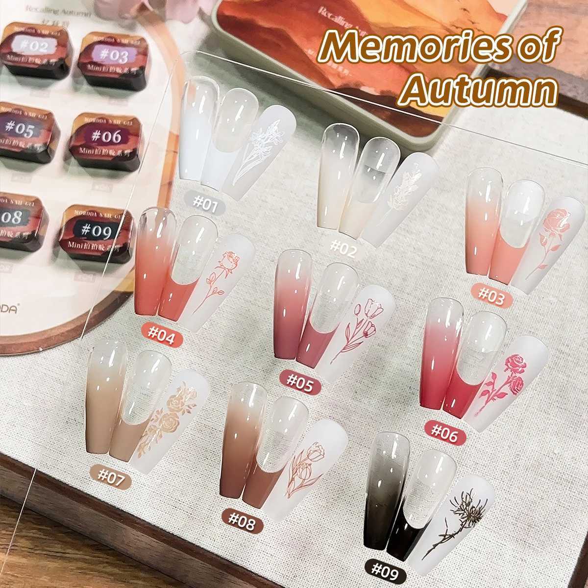 9-colors Memories of Autumn patter glue smudges canned high saturation popular semi-solid nail polish glue nail salonT251127