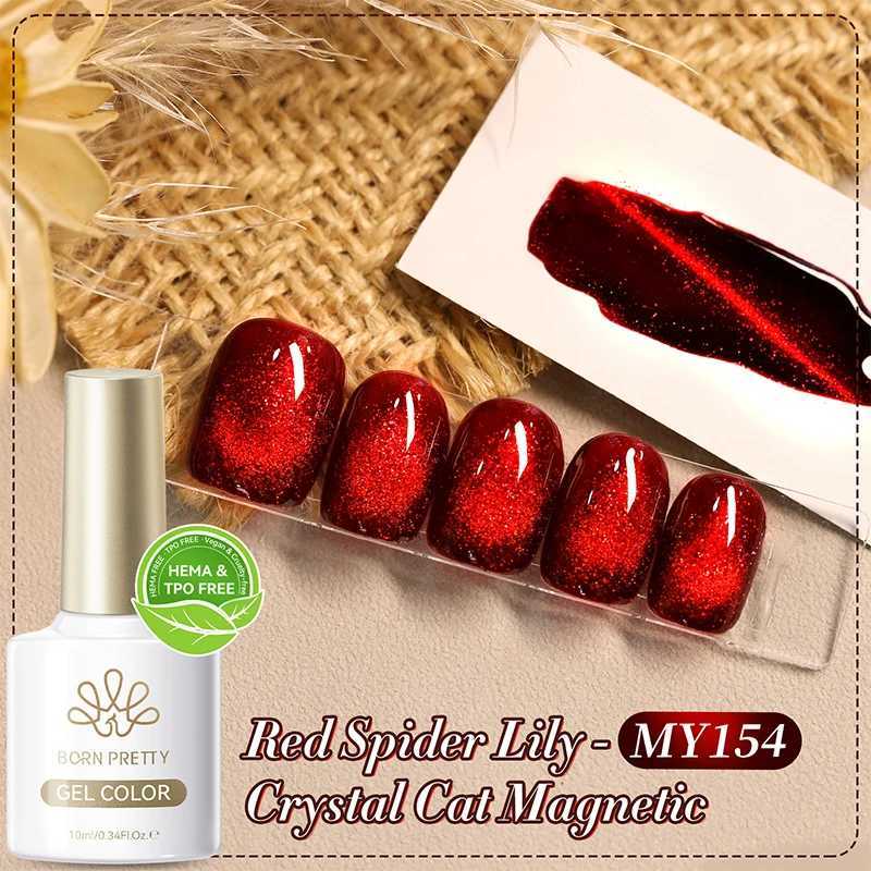 BORN PRETTY 10ml Red Glass Bead Cat Magnetic Gel Ultra Shine Semi Permanent Soak Off UV Gel Christmas Manicure Nail Art VarnishT251127