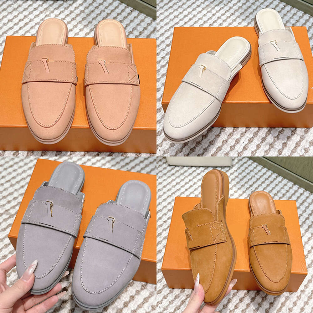 Designer shoe woman luxury slipper Mare Flex Open Back Loafer Ladies slide Rubber Outsole Outdoor Recreation fashion Women Flat shoes suede leather Casual Shoes