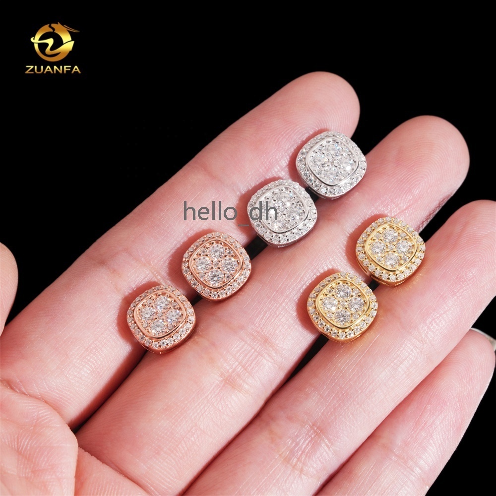 Pass Diamond Tester Hip Hop Iced Out Jewelry Fashion 925 Silver Moissanite Earrings for Men