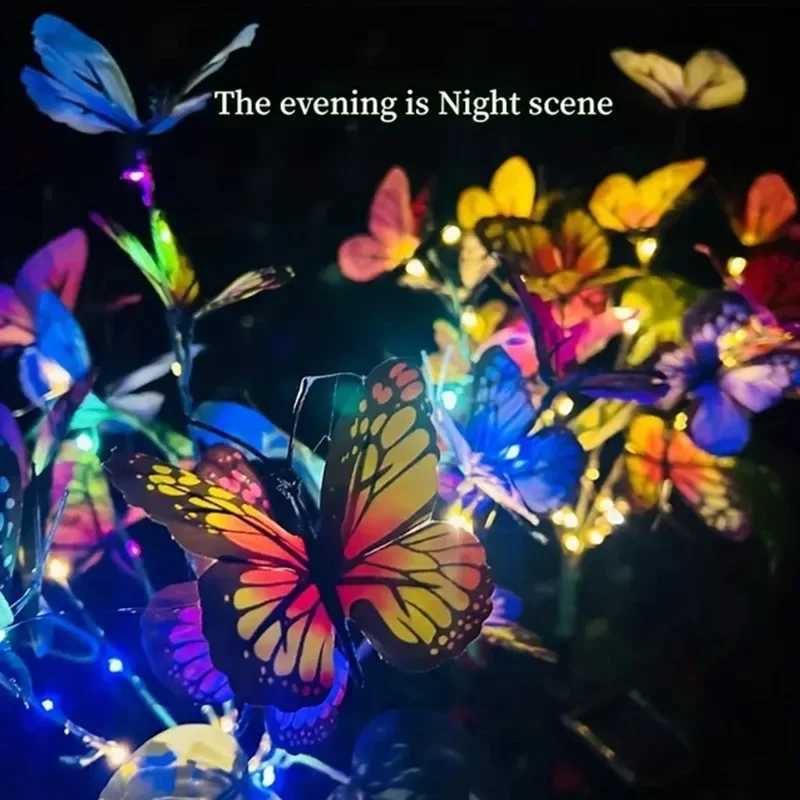 Solar LED Butterfly Flower Light Outdoor Simulation Butterfly Lawn Lamp Garden Waterproof Landscape For Home Christmas DecorM251127