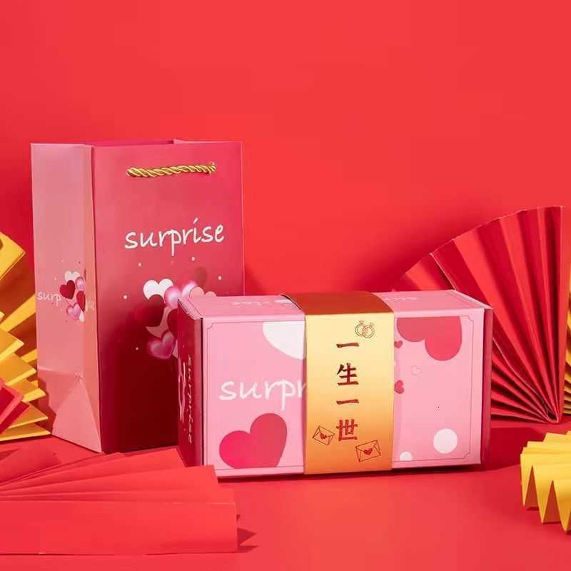 TikTok Same Style Surprise Pop-up Red Envelope Box Gift Box Qixi Festival Red Envelope Valentines Day Gift Folding Pop-up Box H251127