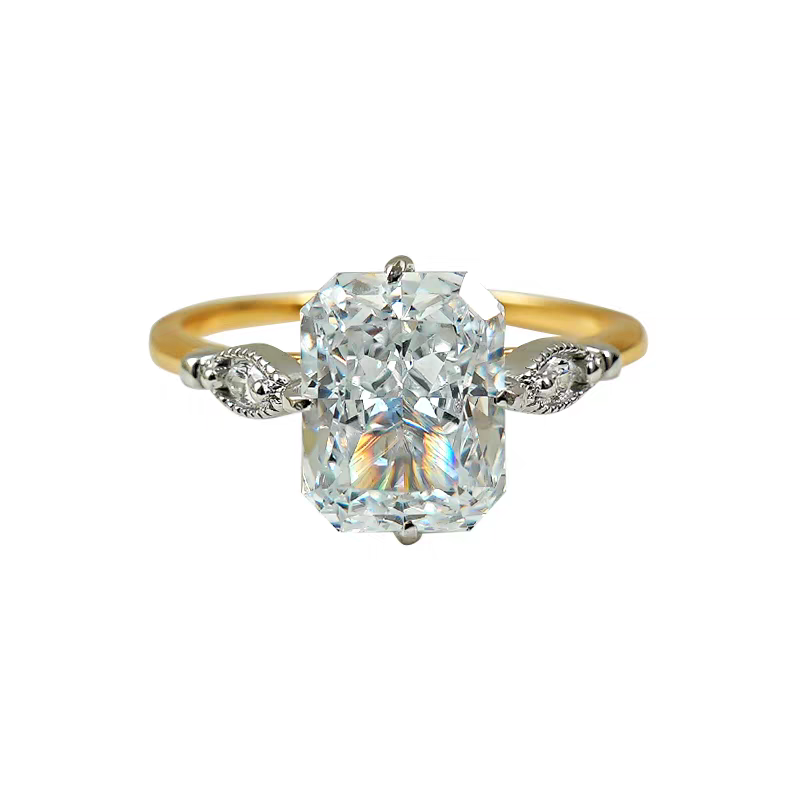 US Size 5-9 Stunning Ice Cut White Moissanite Diamond Luxury Jewelry Genuine 100% 925 Sterling Silver 18K Gold Party Women Wedding Engagement Band Rin
